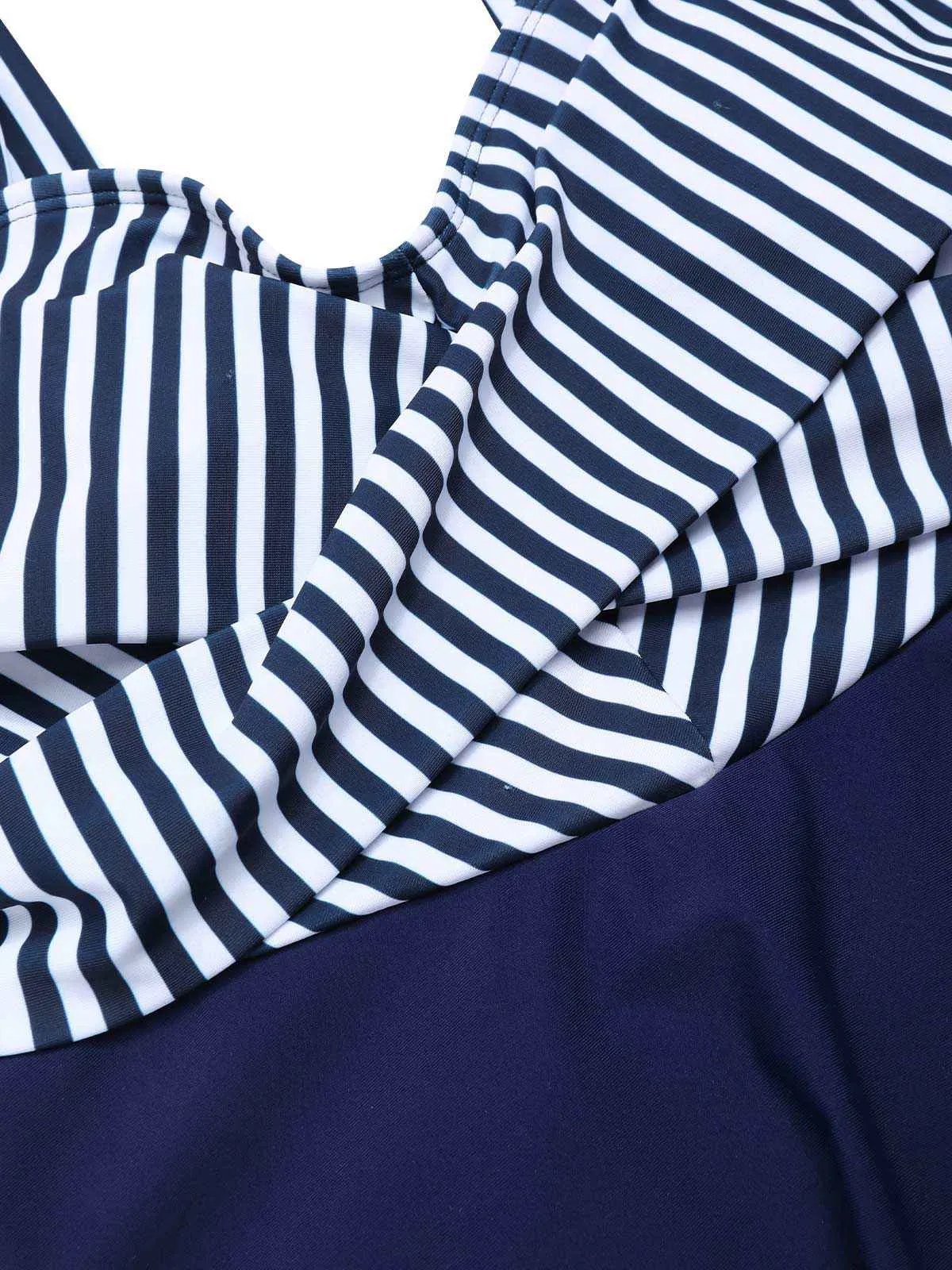 Blue 1940s Wide Straps Stripe Swim Dress sold by Retro Stage product image thumbnail 5