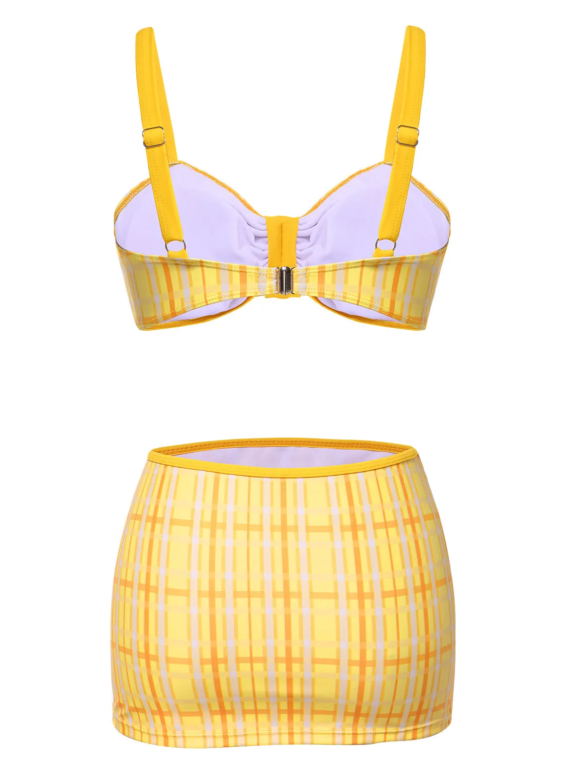 3PCS Yellow 1950s Plaid Bikini Set sold by Retro Stage product image thumbnail 2