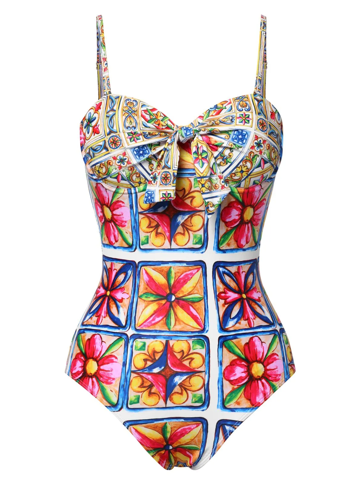 Multicolor 1970s Floral Back Cut-Out Swimsuit sold by Retro Stage