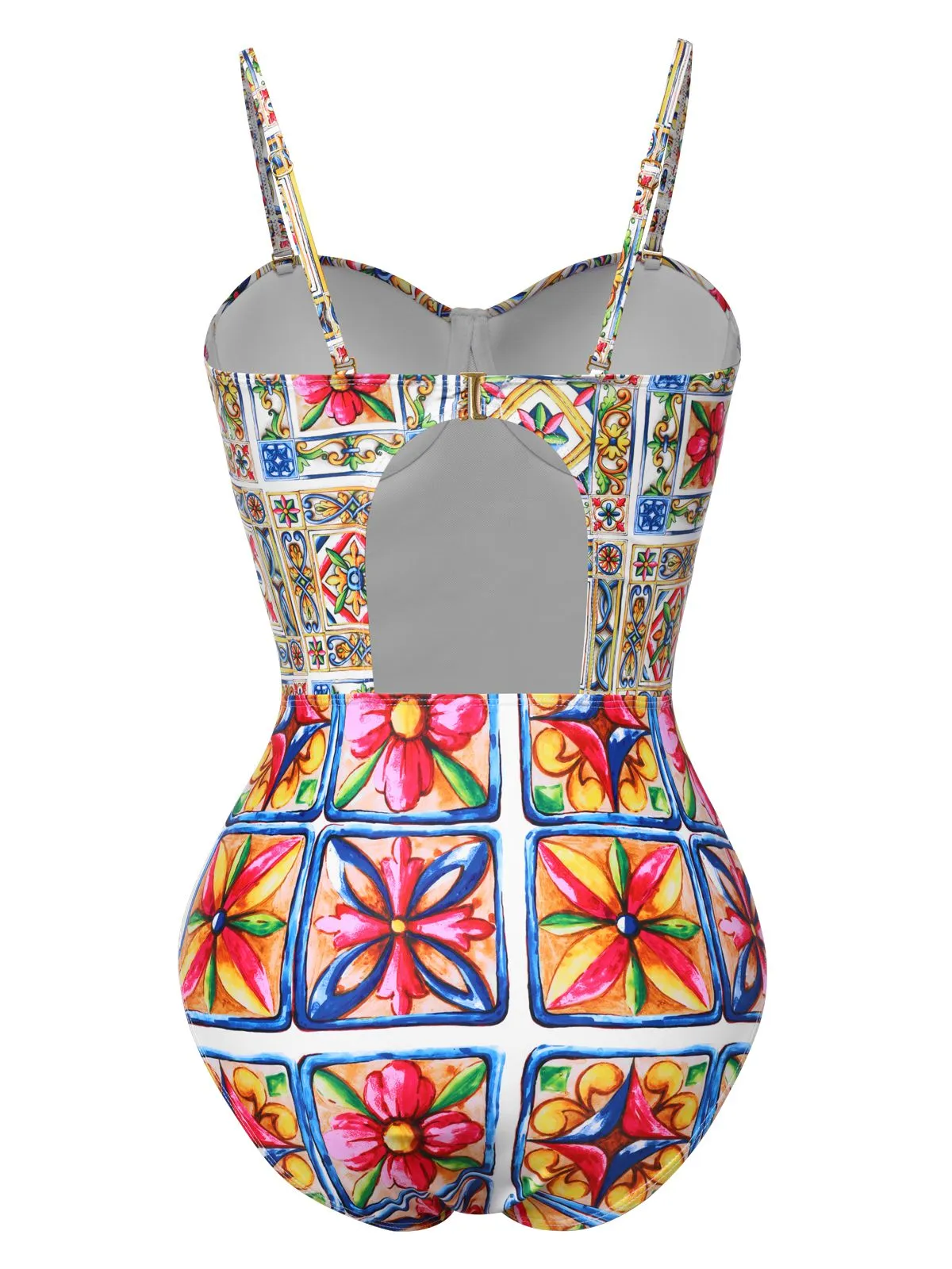 Multicolor 1970s Floral Back Cut-Out Swimsuit sold by Retro Stage product image thumbnail 2