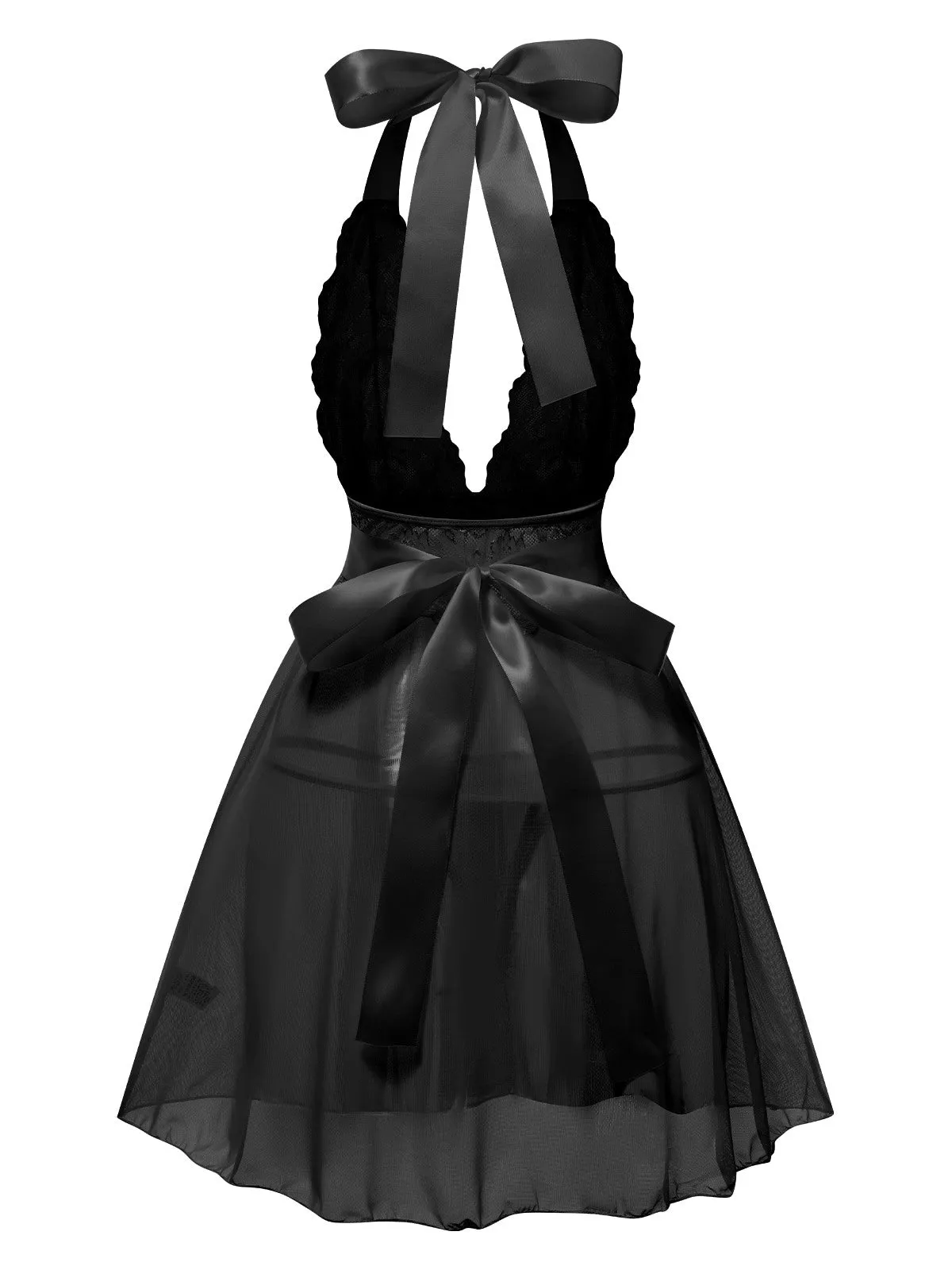 1950s V-Neck Halter Lace Sheer Nightgown sold by Retro Stage product image thumbnail 5