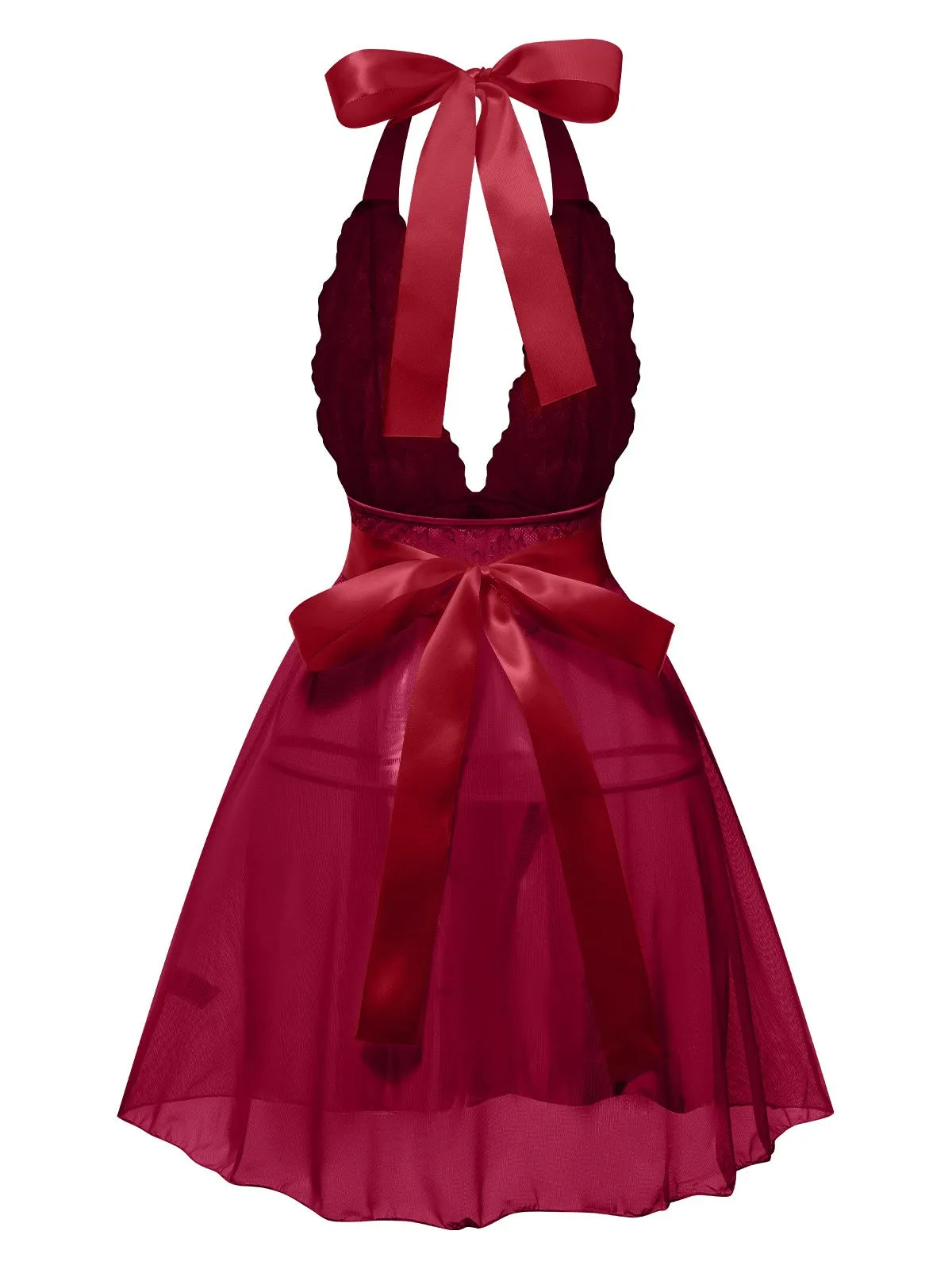 1950s V-Neck Halter Lace Sheer Nightgown sold by Retro Stage product image thumbnail 2