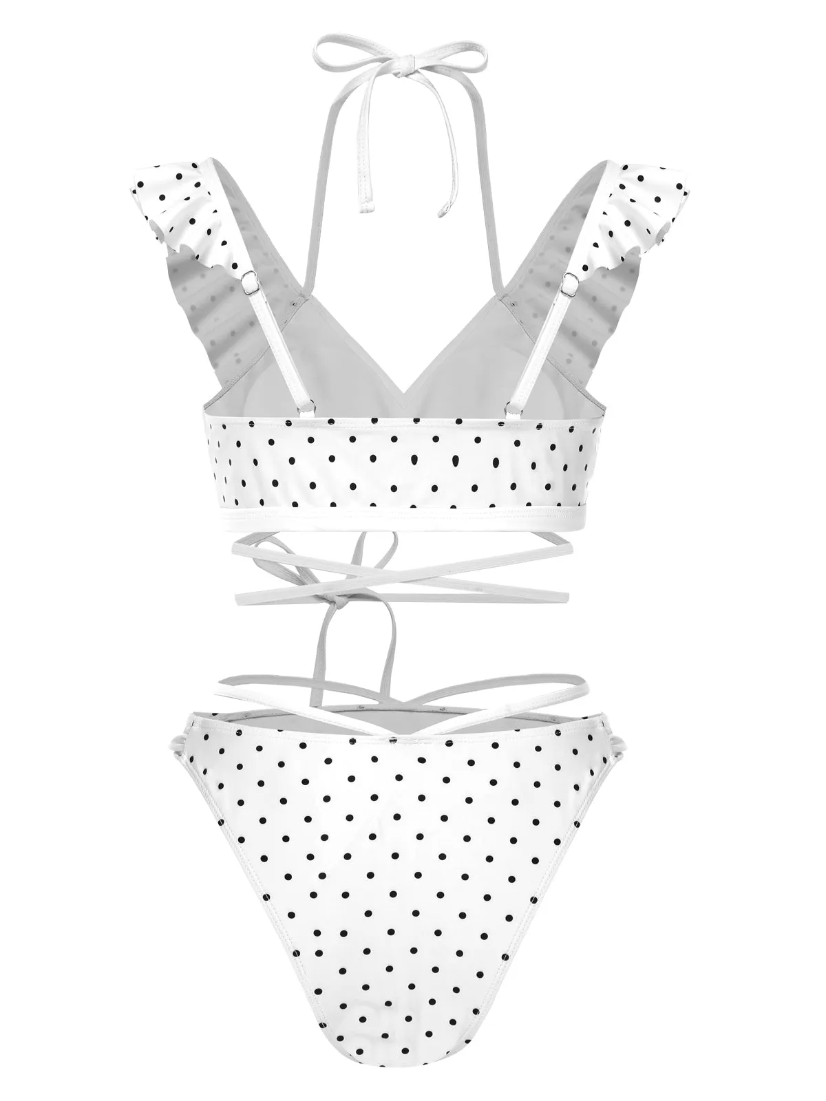 1970s Polka Dot Lace-Up Ruffled Bikini Set sold by Retro Stage product image thumbnail 2