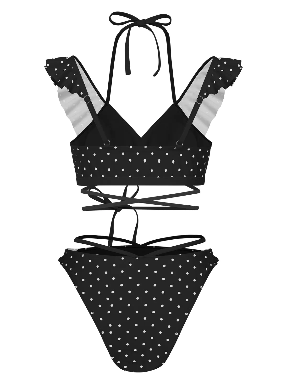 1970s Polka Dot Lace-Up Ruffled Bikini Set sold by Retro Stage product image thumbnail 4
