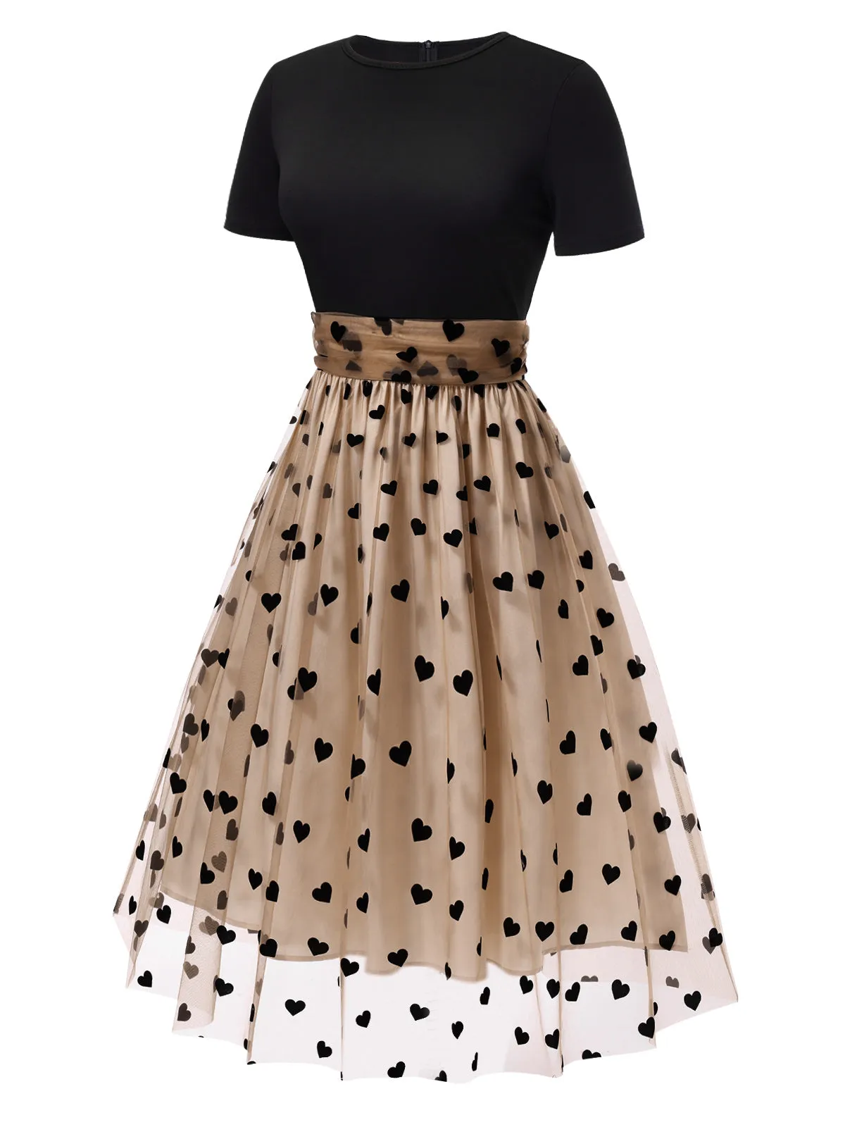Black 1950s Heart Dot Swing Vintage Dress sold by Retro Stage product image thumbnail 3