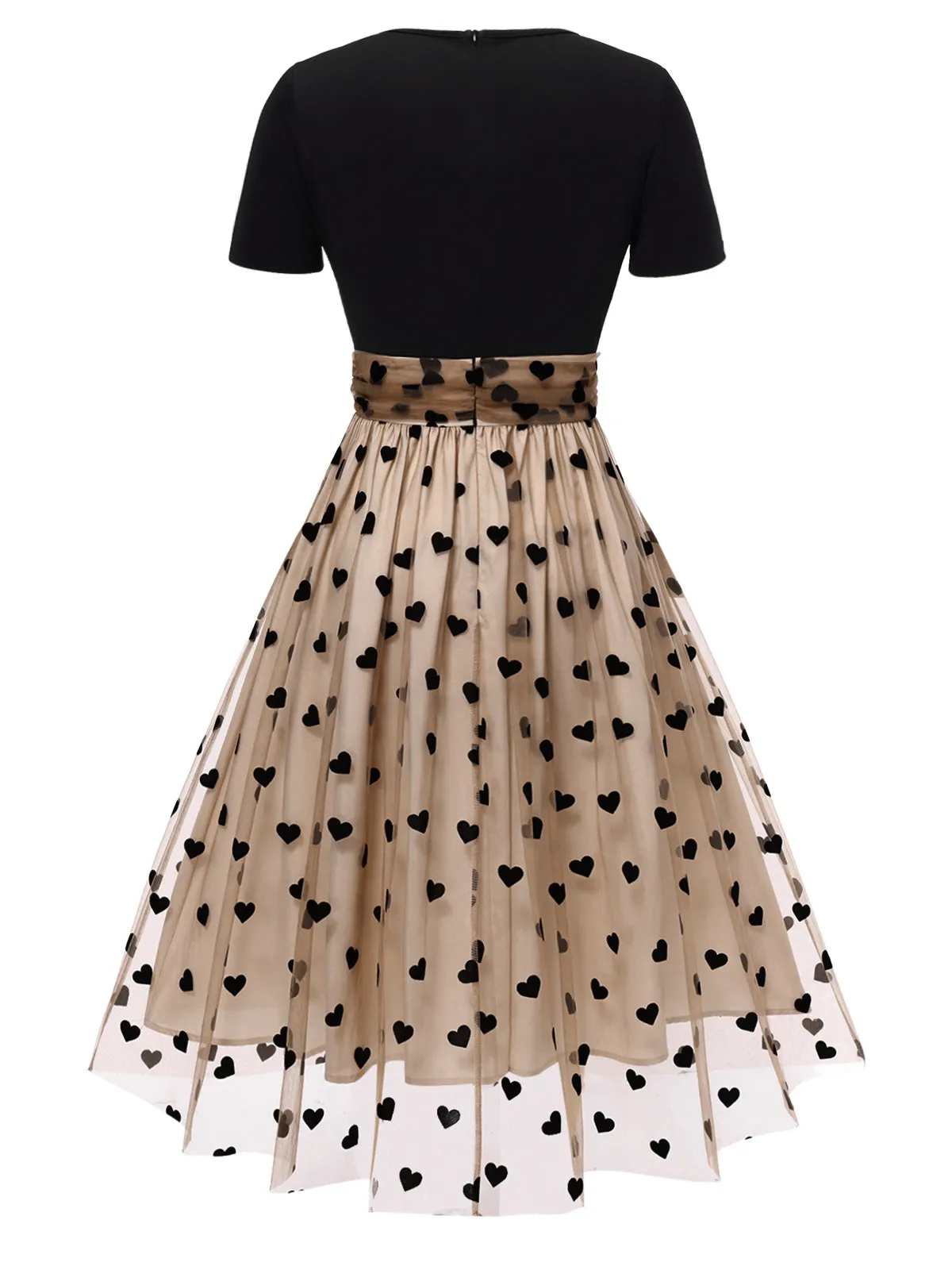 Black 1950s Heart Dot Swing Vintage Dress sold by Retro Stage product image thumbnail 4