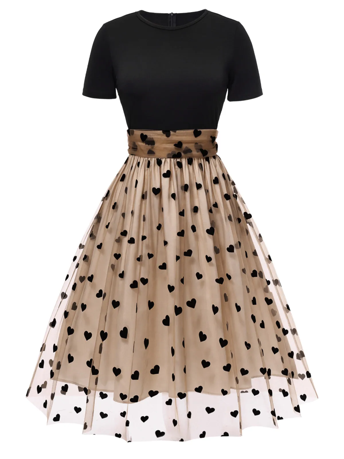Black 1950s Heart Dot Swing Vintage Dress sold by Retro Stage product image thumbnail 2