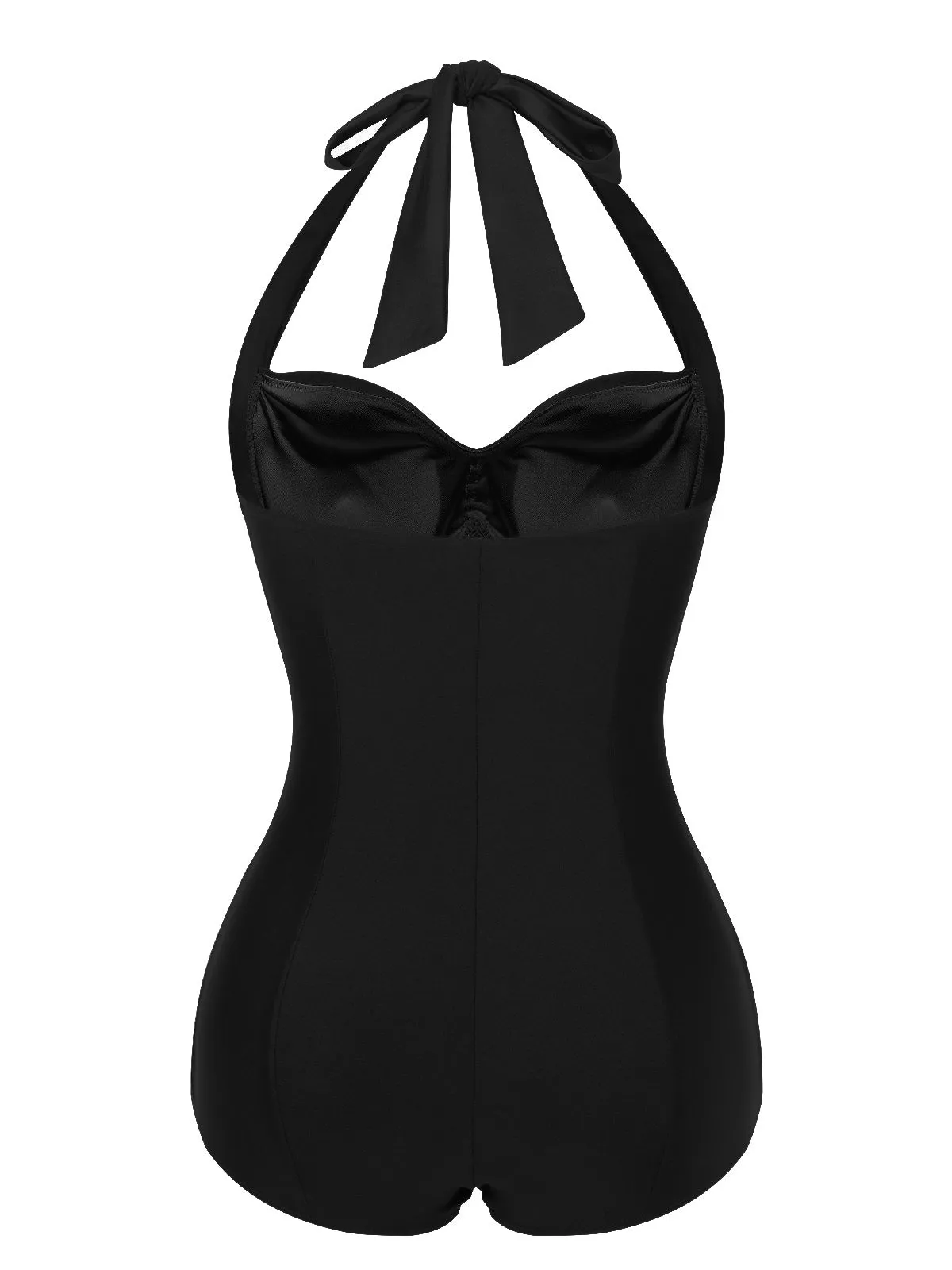 Pink 1950s Solid Gathered Halter Swimsuit sold by Retro Stage product image thumbnail 4