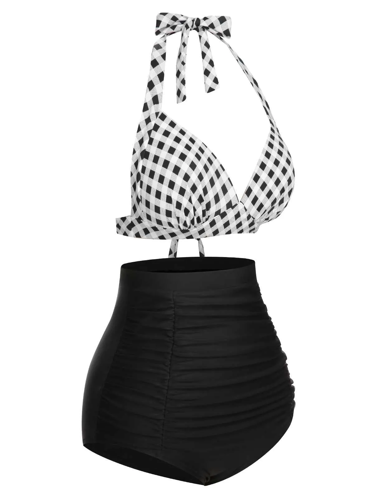 1950s Halter Plaids Lace-Up Swimsuit sold by Retro Stage product image thumbnail 3