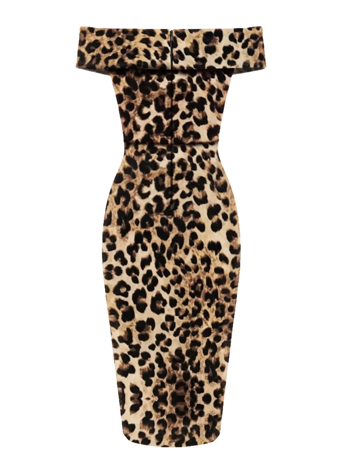 1960s Off-shoulder Leopard Pencil Dress sold by Retro Stage product image thumbnail 3