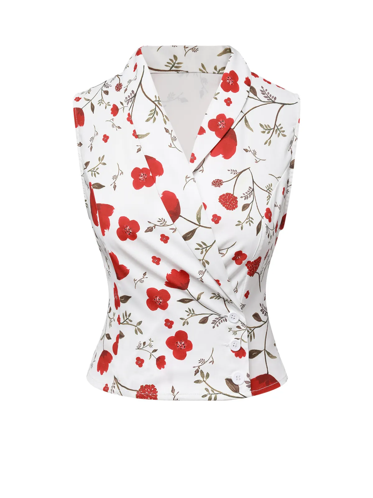 2PCS 1930s Floral Lapel Top & Pleated Fishtail Skirt sold by Retro Stage product image thumbnail 4