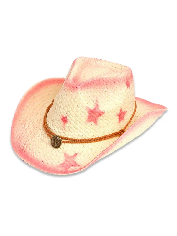 Vintage Wide Brim Star Cowgirl Sun Hat sold by Retro Stage