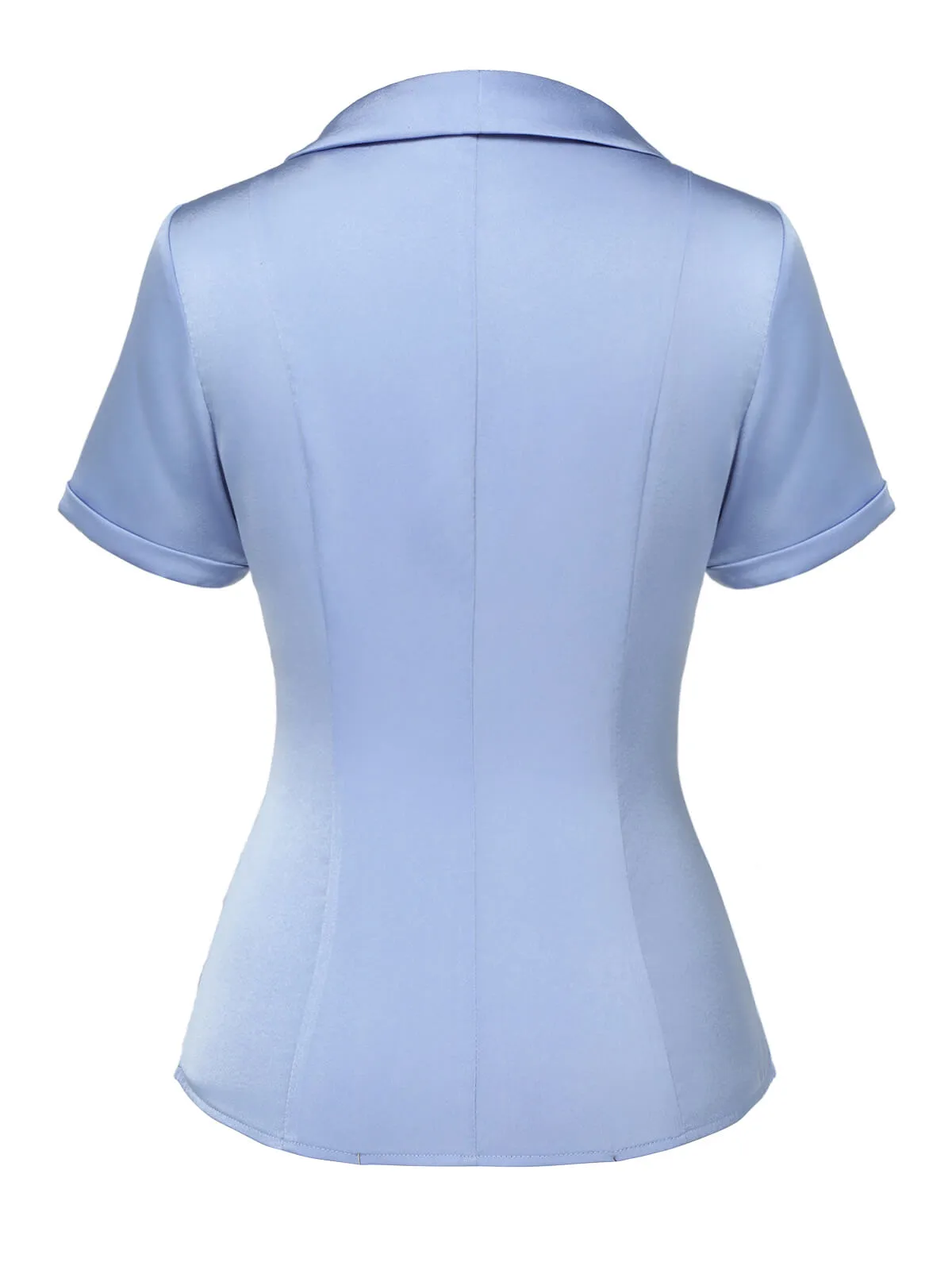 Blue 1950s Solid Lapel Blouse sold by Retro Stage product image thumbnail 4