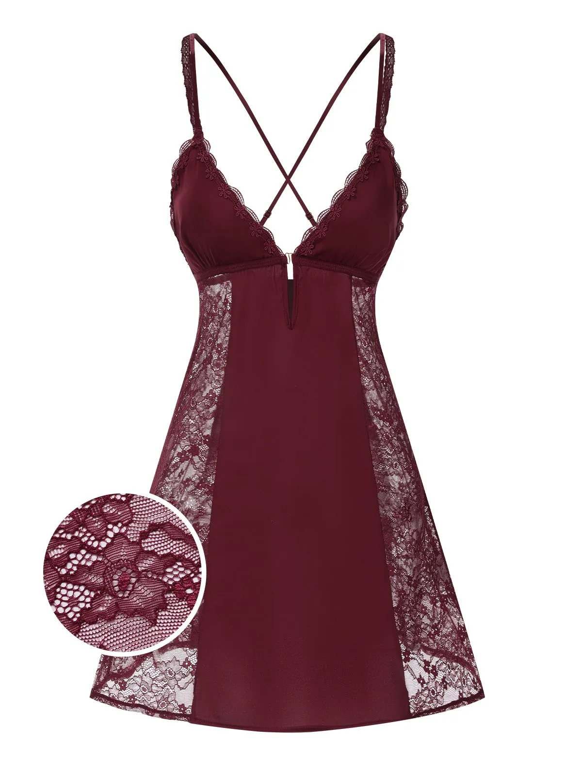 1960s V-Neck Back Cross Straps Lace Nightgown sold by Retro Stage product image thumbnail 5