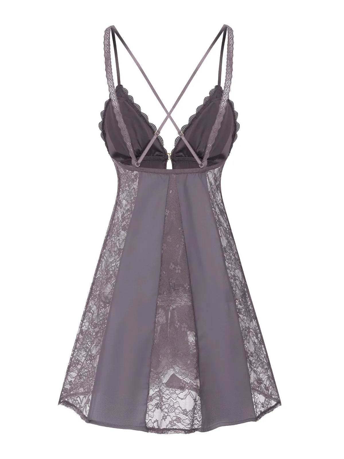 1960s V-Neck Back Cross Straps Lace Nightgown sold by Retro Stage product image thumbnail 3