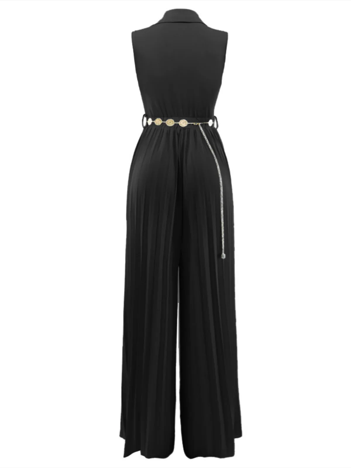 1930s V-Neck Lapel Pleated Wide-Leg Jumpsuit sold by Retro Stage product image thumbnail 2