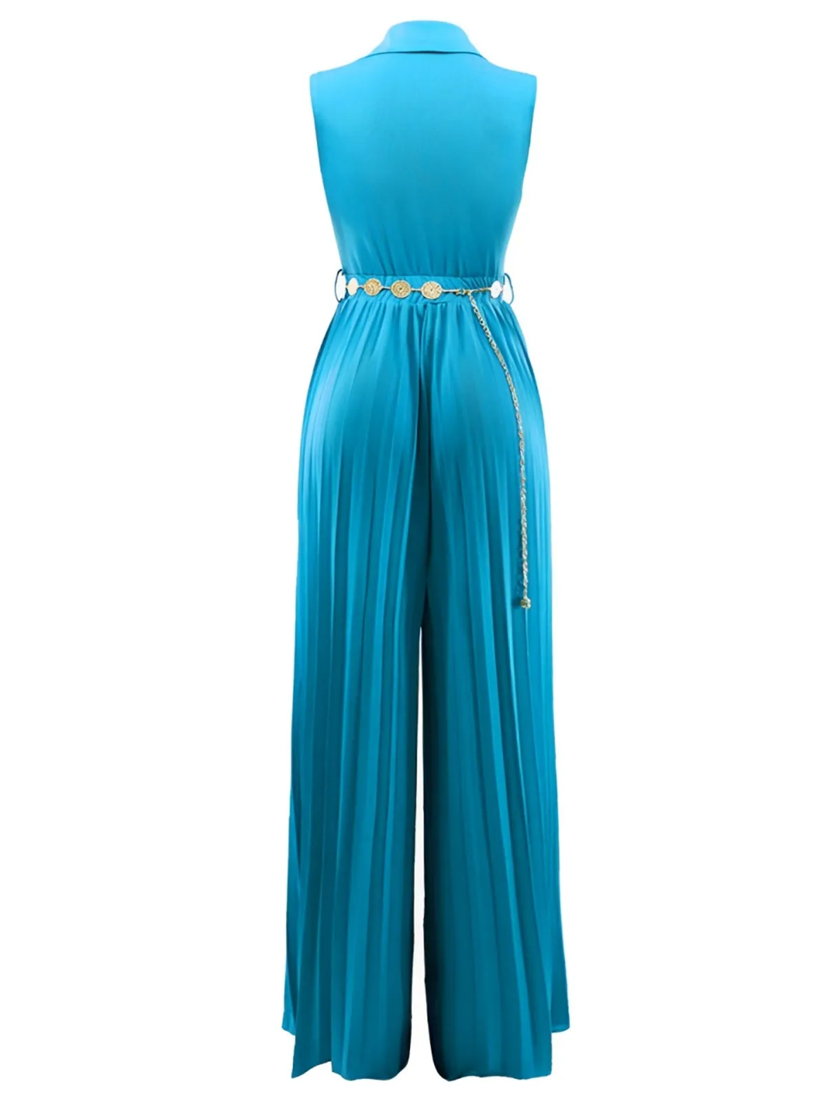 1930s V-Neck Lapel Pleated Wide-Leg Jumpsuit sold by Retro Stage product image thumbnail 4