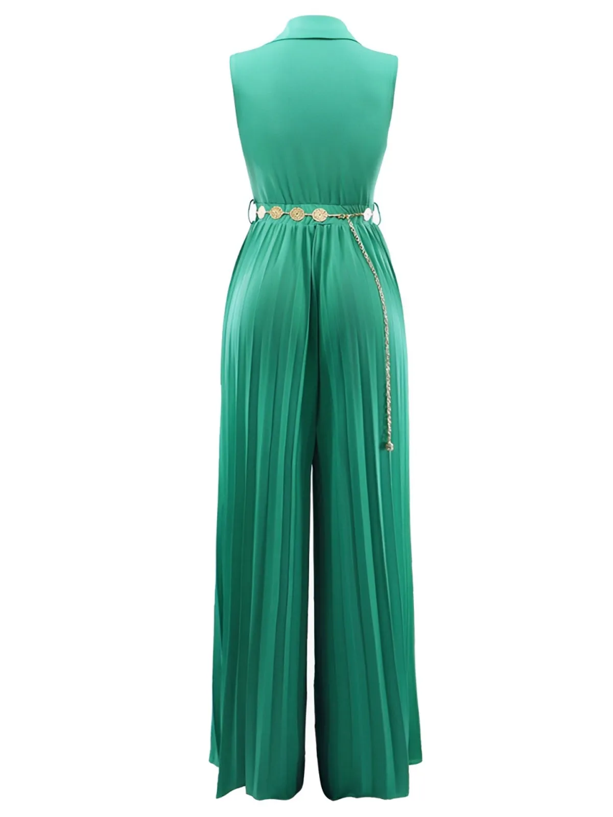 1930s V-Neck Lapel Pleated Wide-Leg Jumpsuit sold by Retro Stage product image thumbnail 5