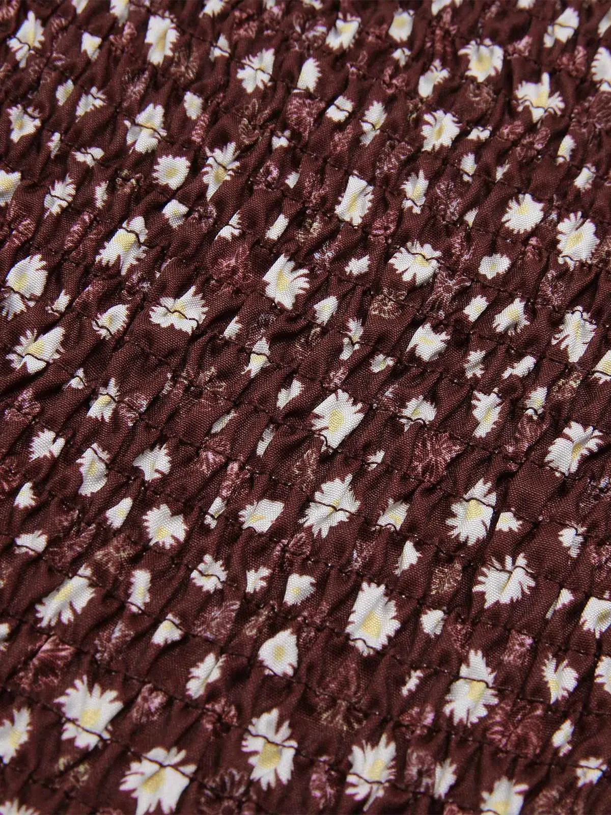 Red 1940s Off-Shoulder Ditsy Smocked Jumpsuit sold by Retro Stage product image thumbnail 4