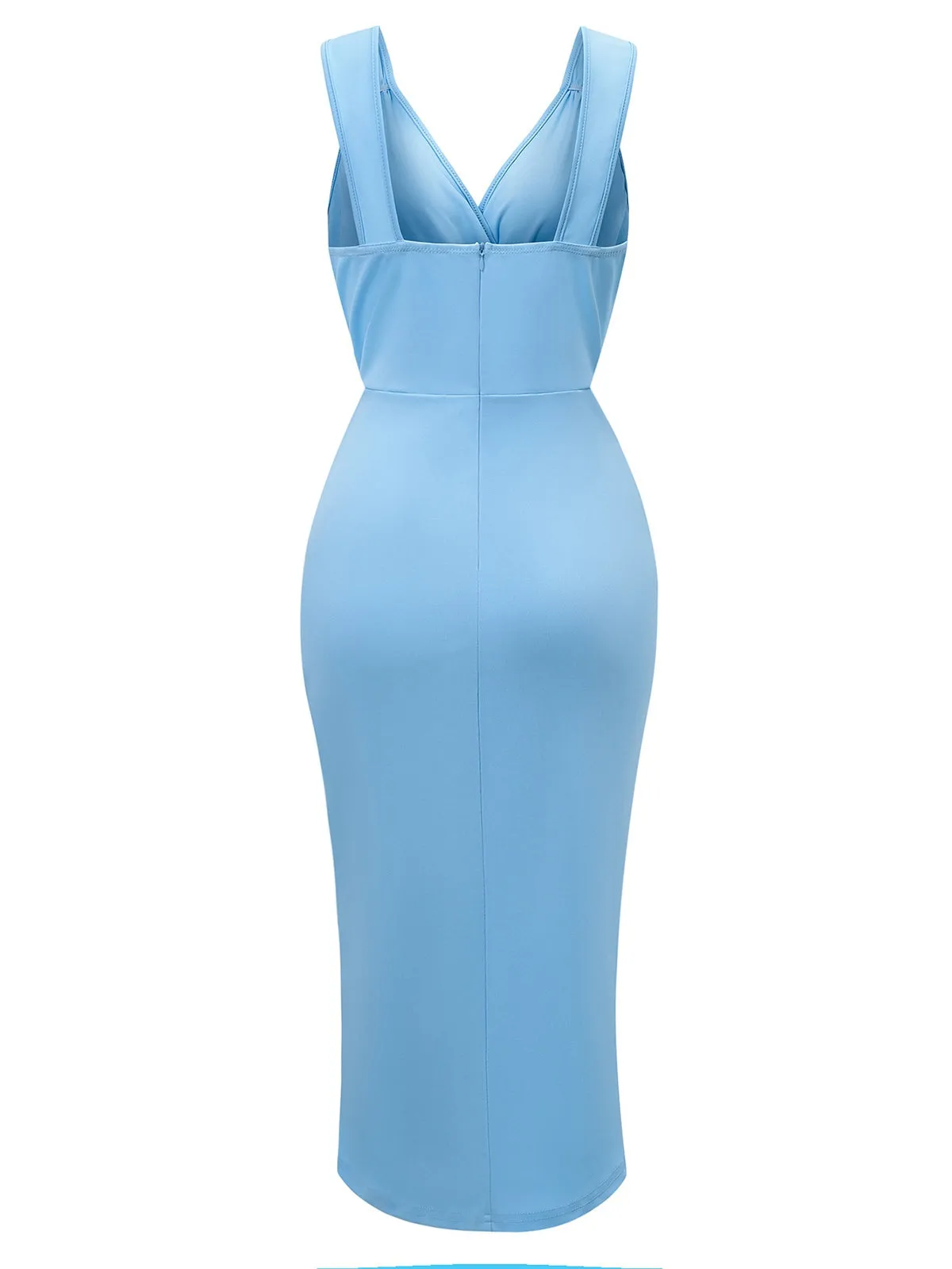 1960s Solid V-Neck Side Slit Bodycon Dress sold by Retro Stage product image thumbnail 2