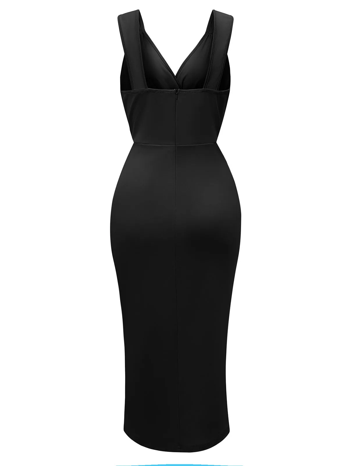 1960s Solid V-Neck Side Slit Bodycon Dress sold by Retro Stage product image thumbnail 5