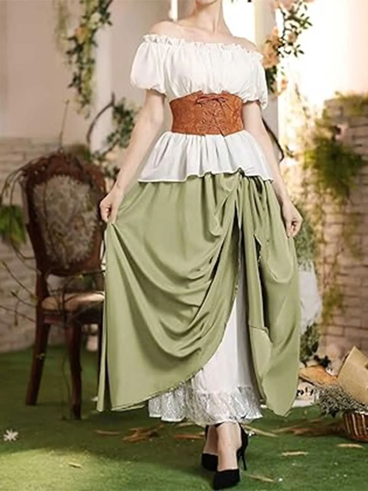 1960s Victorian-Style Ruched Lace Maxi Skirt sold by Retro Stage product image thumbnail 5