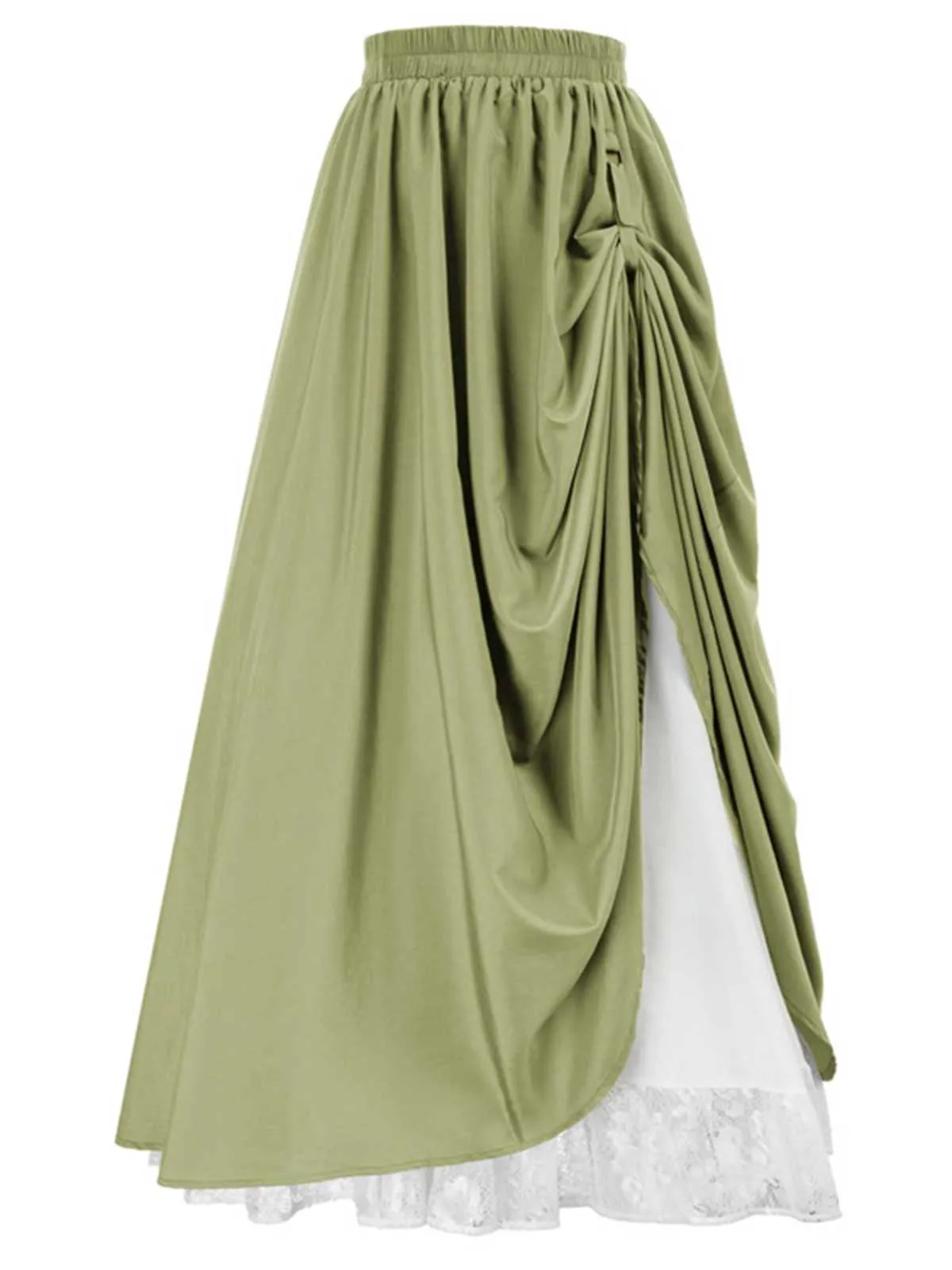 1960s Victorian-Style Ruched Lace Maxi Skirt sold by Retro Stage product image thumbnail 3