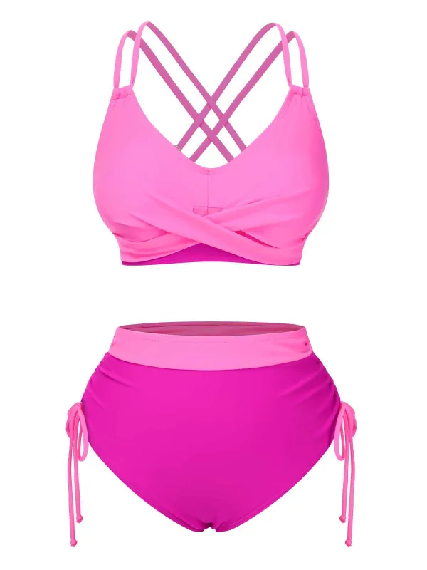 1940s Criss-Cross High-Waist Side-Tie Bikini sold by Retro Stage