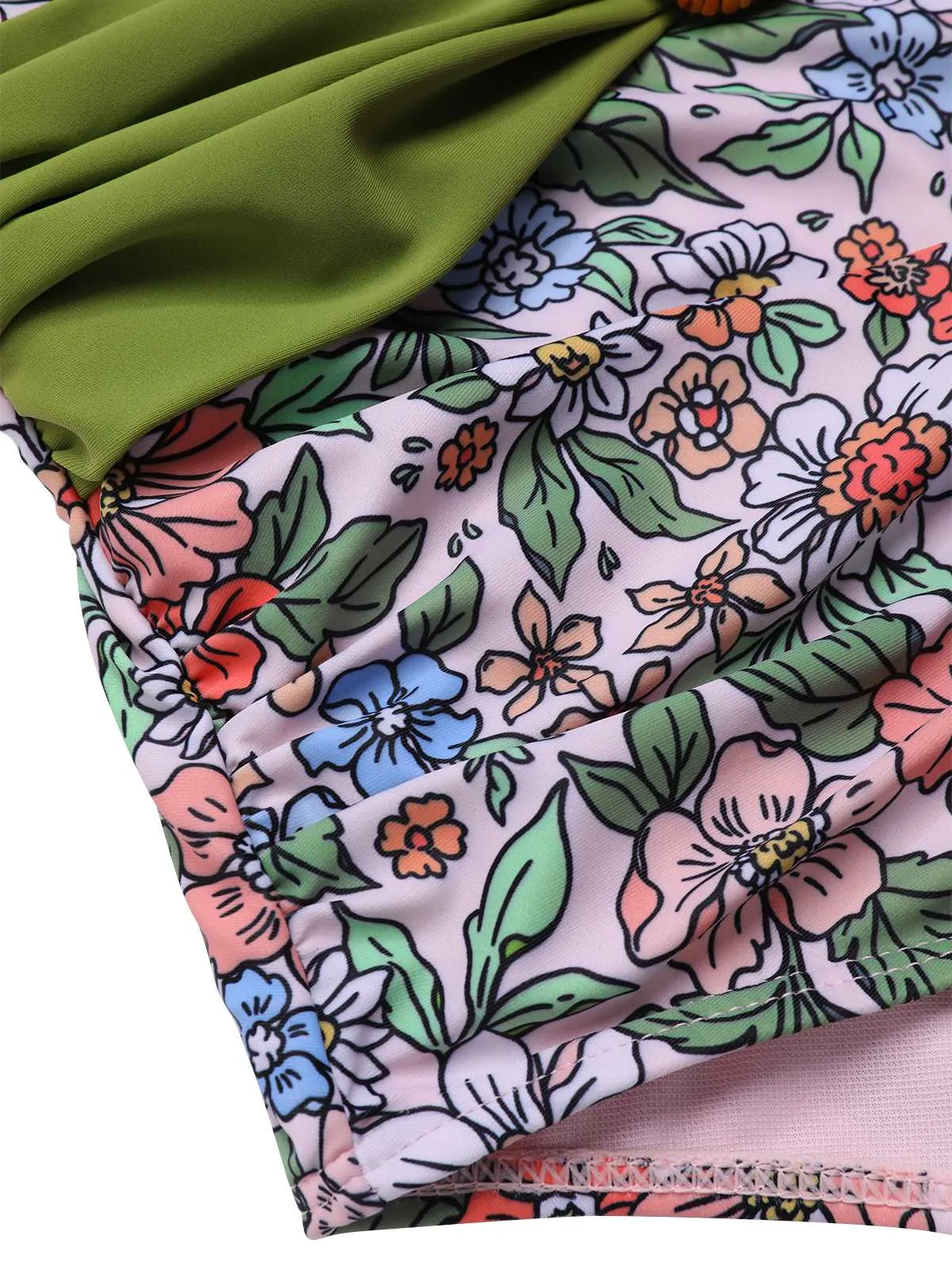 1950s V-Neck Ruffle Shoulder Belted Swimsuit sold by Retro Stage product image thumbnail 4