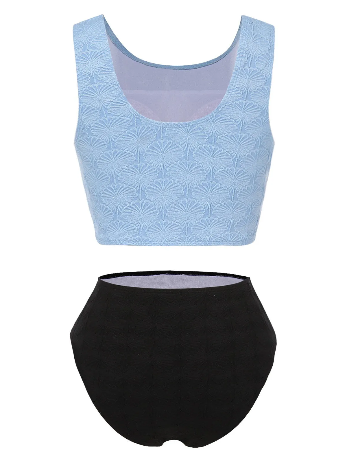 Blue 1950s Floral Jacquard Tank Bikini Set sold by Retro Stage product image thumbnail 2