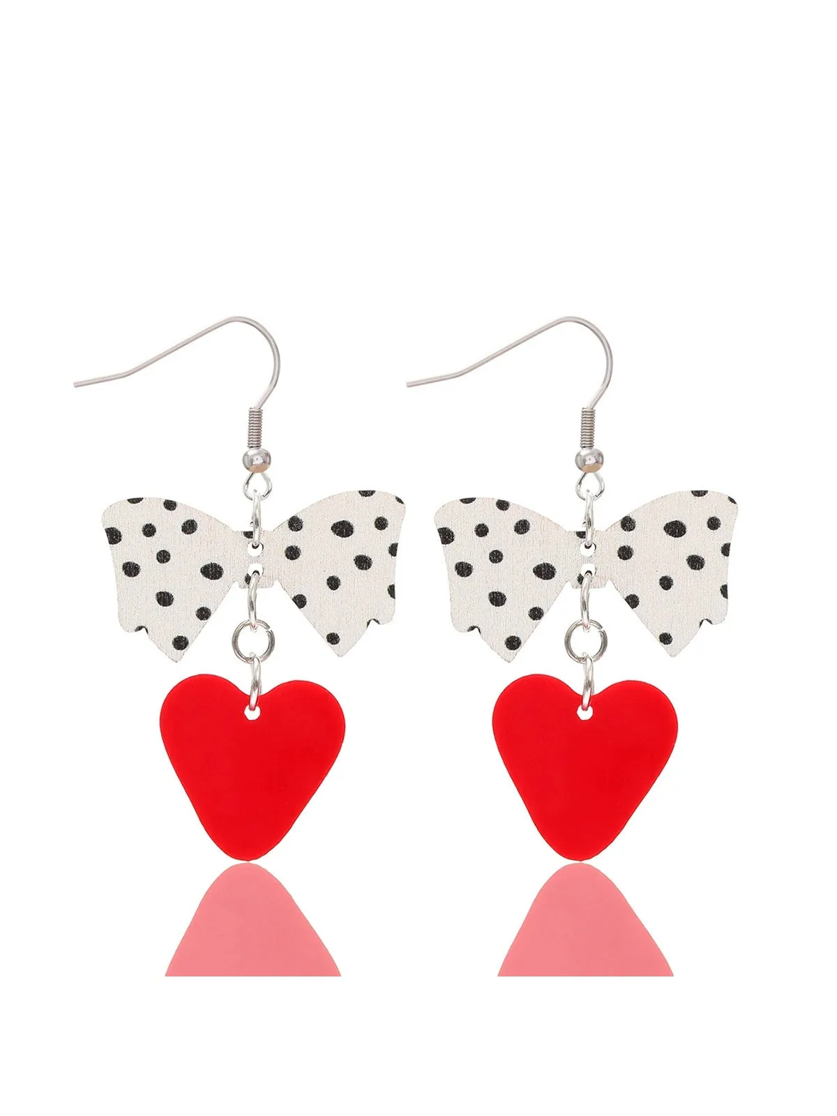 Retro Dots Bowknot Heart Dangle Earrings sold by Retro Stage
