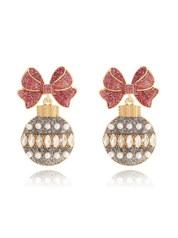 Glitter Bow & Light Bulbs Rhinestone Earrings sold by Retro Stage