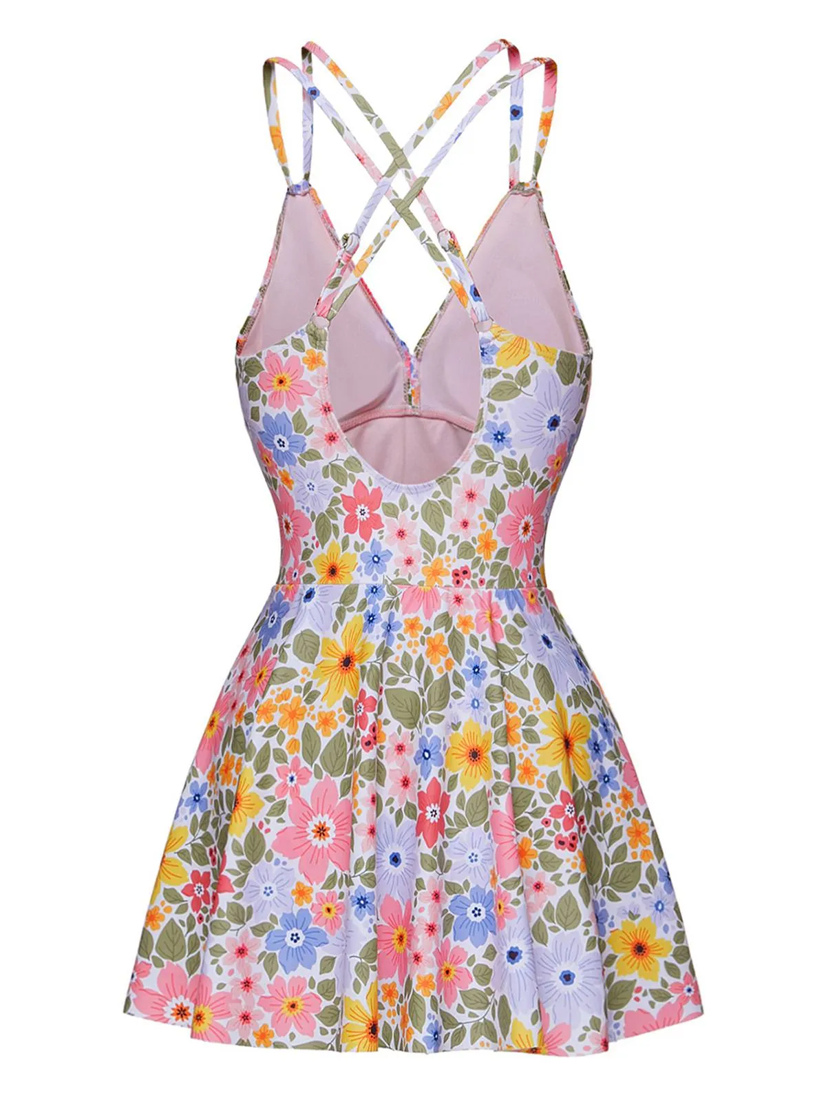 Multicolor 1940s Floral Back Cross Straps Swimsuit sold by Retro Stage product image thumbnail 3