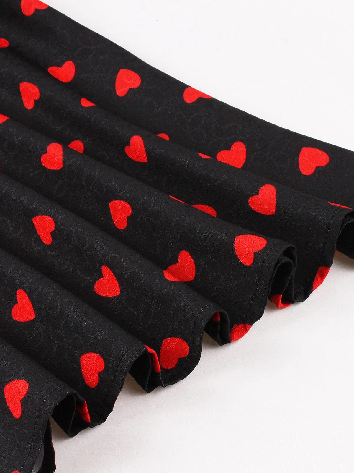 Black 1950s Tie-Neck Heart Dots Dress sold by Retro Stage product image thumbnail 3
