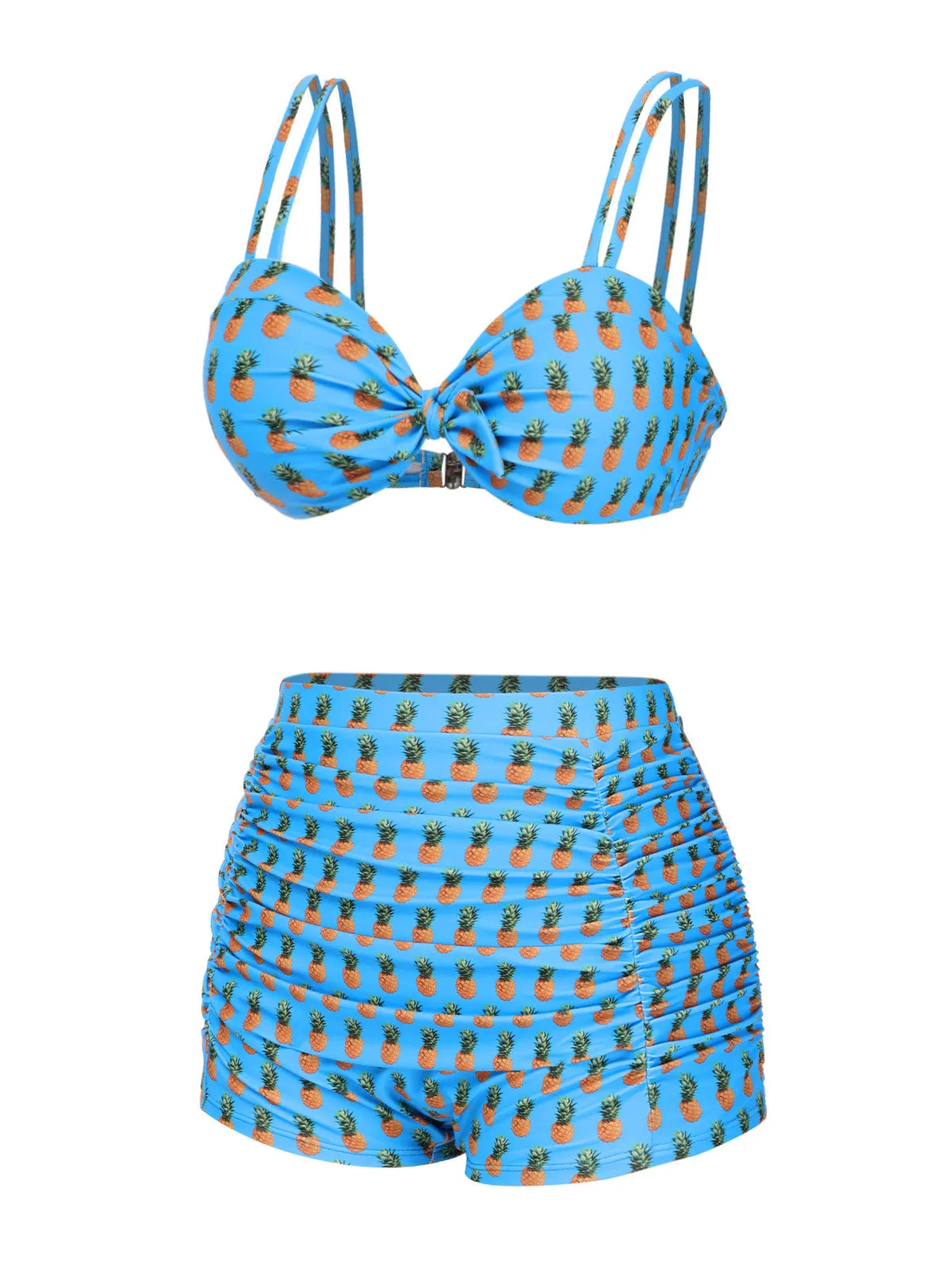 Blue 1950s Pineapple Strap Bow Swimsuit sold by Retro Stage product image thumbnail 3