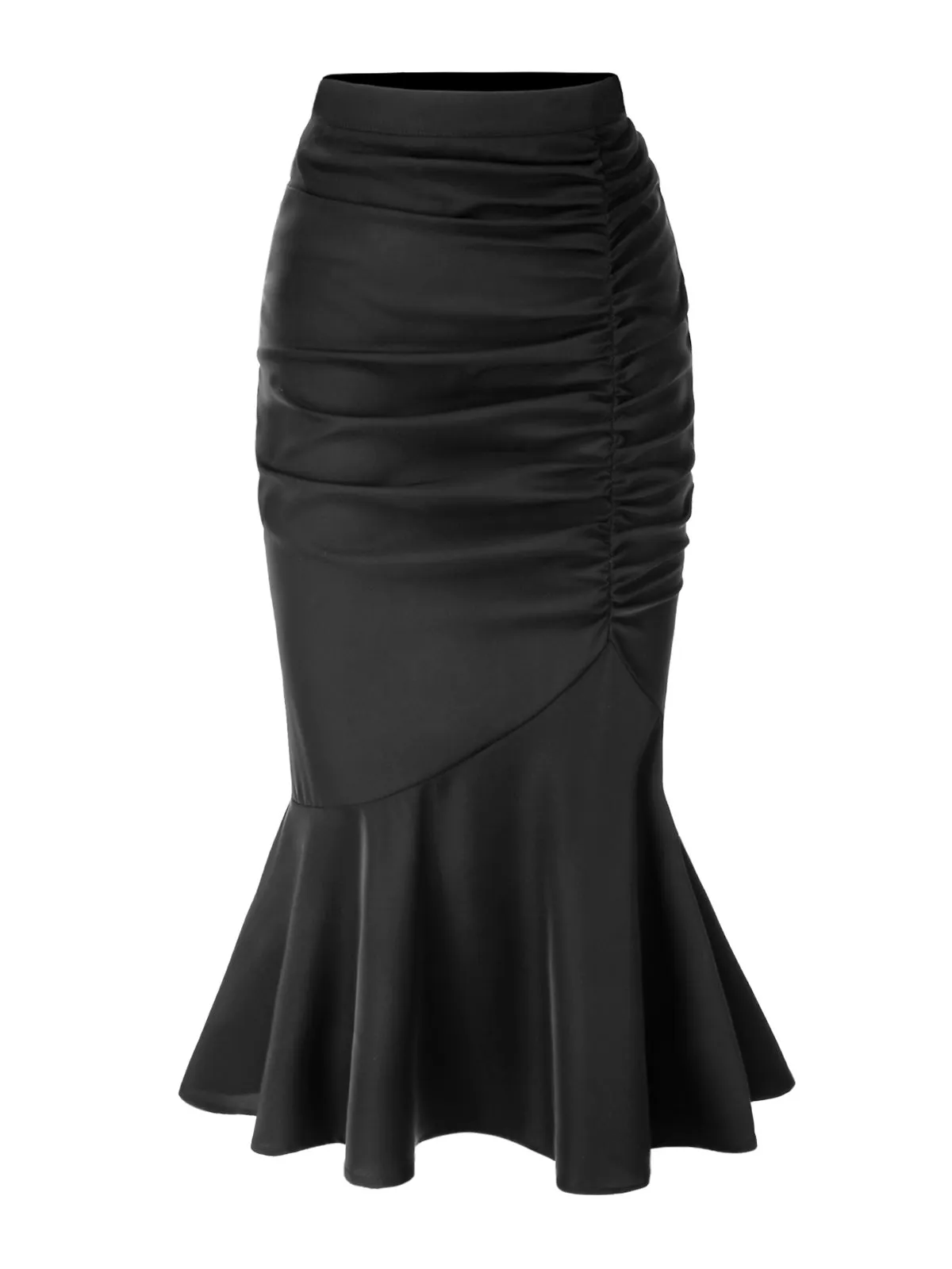 Black 1930s Asymmetric Pleated Fishtail Skirt sold by Retro Stage product image thumbnail 3