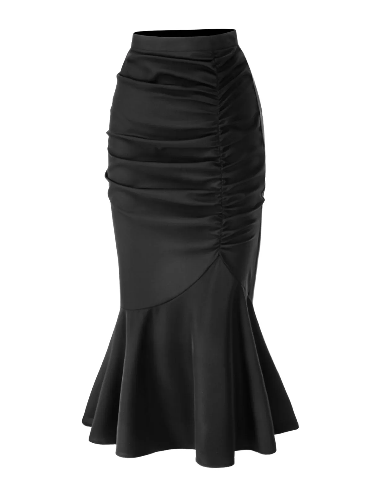 Black 1930s Asymmetric Pleated Fishtail Skirt sold by Retro Stage product image thumbnail 4