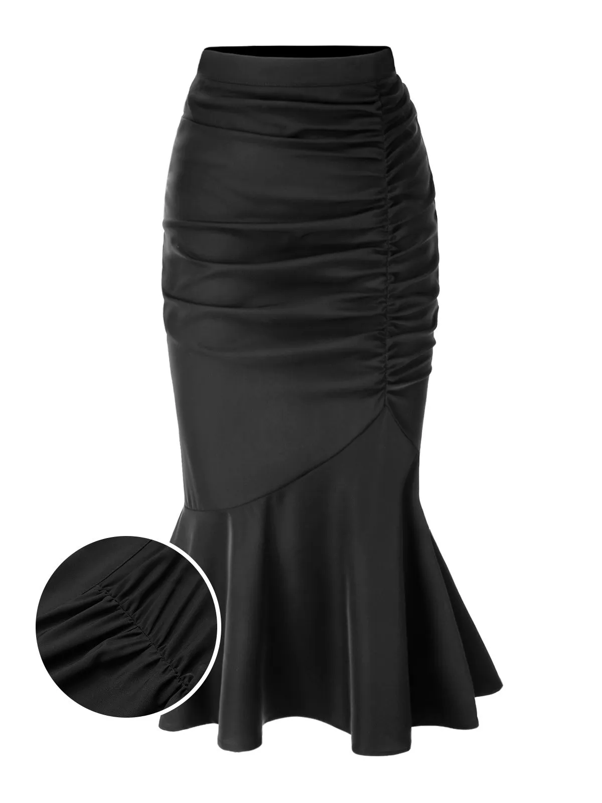 Black 1930s Asymmetric Pleated Fishtail Skirt sold by Retro Stage product image thumbnail 2