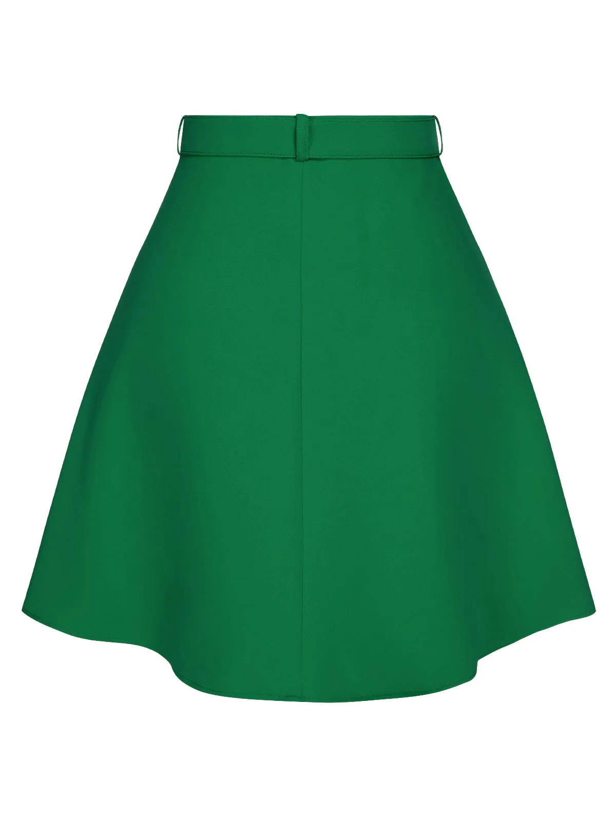 Green 1960s Button Solid Belted Skirt sold by Retro Stage product image thumbnail 4