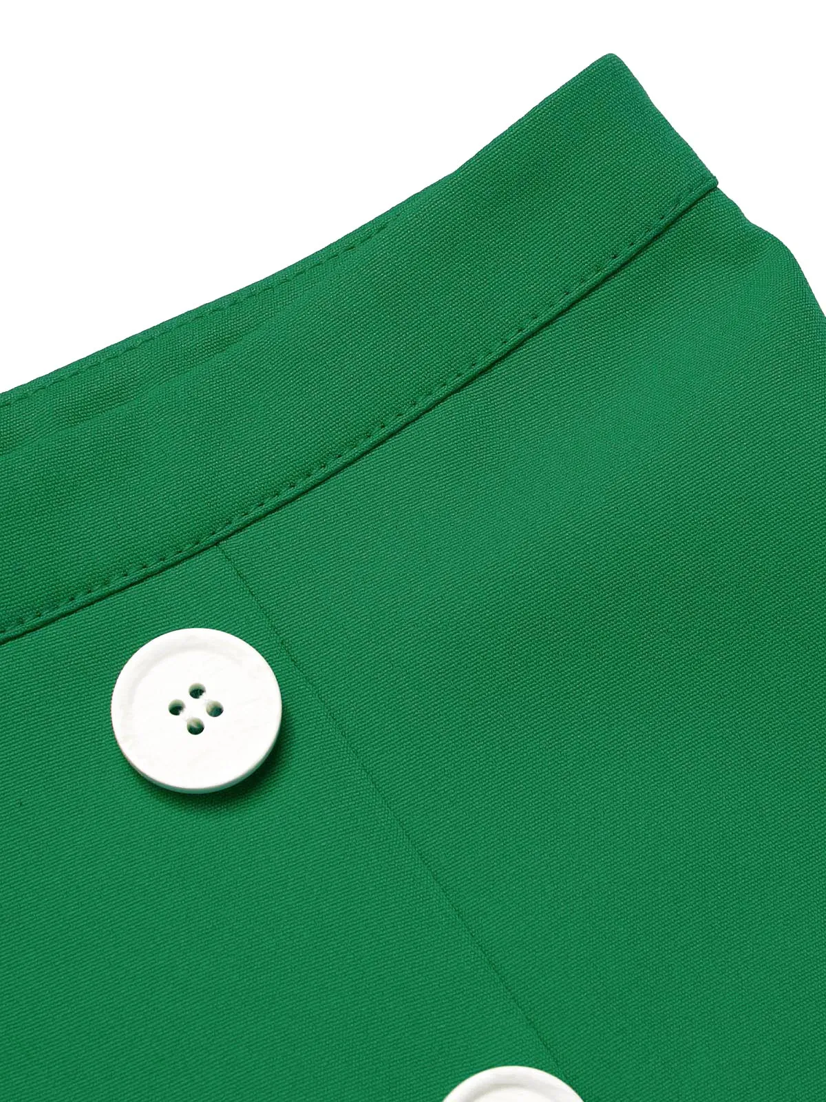 Green 1960s Button Solid Belted Skirt sold by Retro Stage product image thumbnail 5