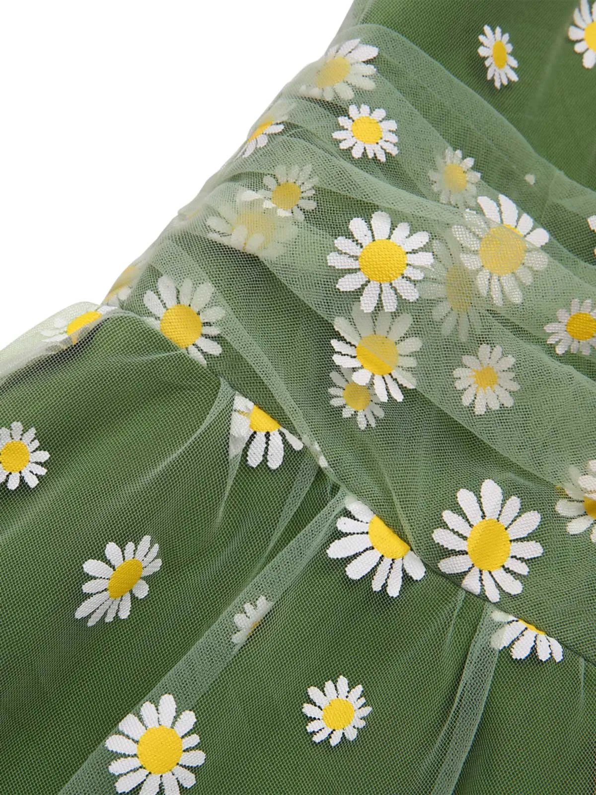 Green 1950s Daisy Mesh Swing Dress sold by Retro Stage product image thumbnail 5