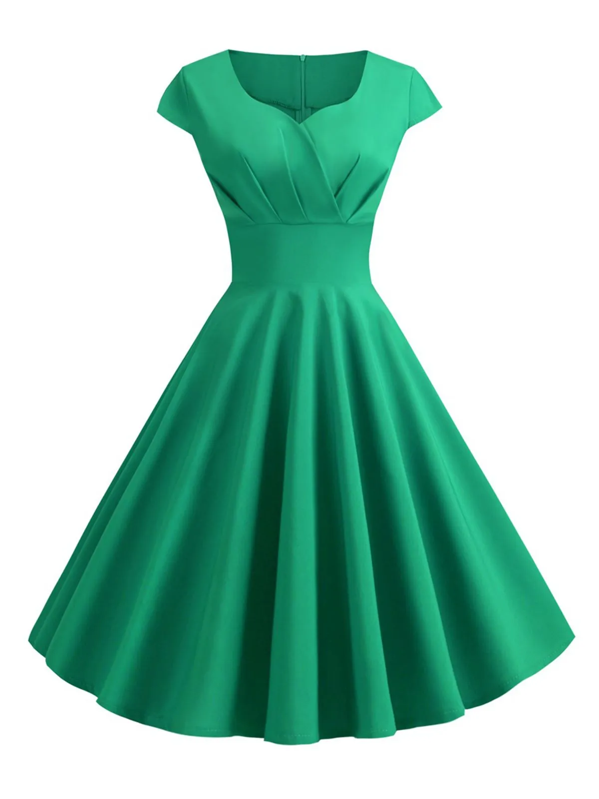 1950s Solid Heart Neck Short Sleeve Dress sold by Retro Stage product image thumbnail 4