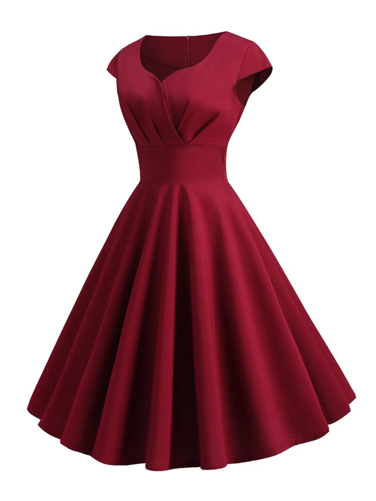 1950s Solid Heart Neck Short Sleeve Dress sold by Retro Stage product image thumbnail 2