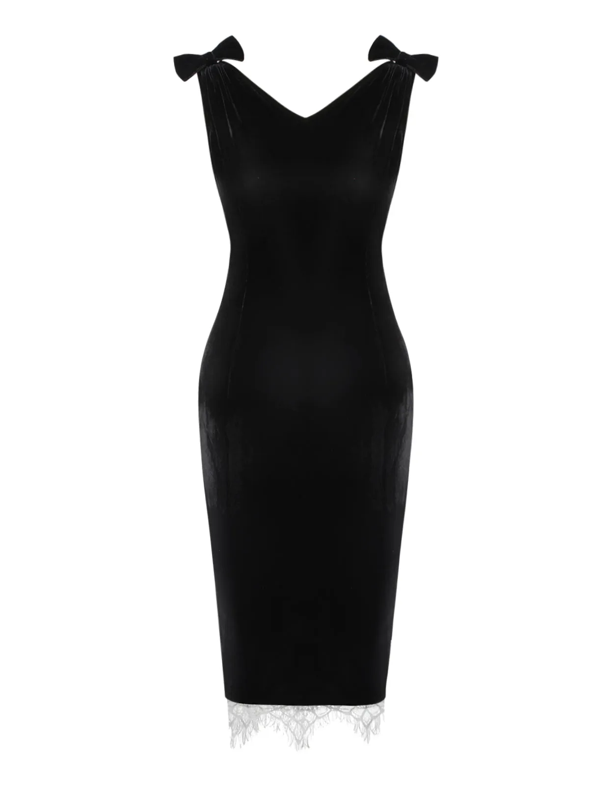 Black 1960s Solid Velvet Bow Dress sold by Retro Stage product image thumbnail 3