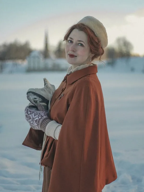 Camel Color 1940s Lapel Cape Coat sold by Retro Stage