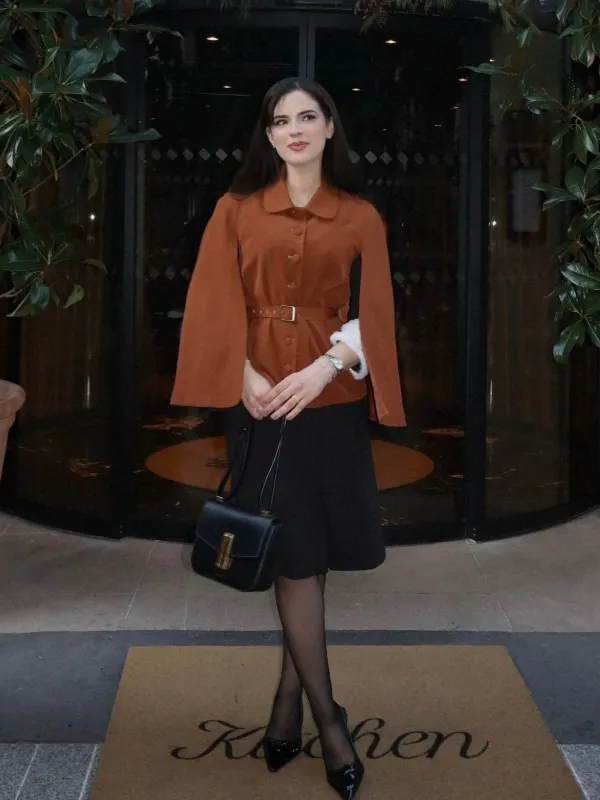 Camel Color 1940s Lapel Cape Coat sold by Retro Stage