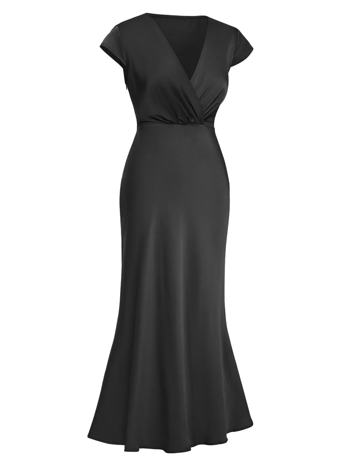 1930s Satin Solid V-Neck Fishtail Dress sold by Retro Stage product image thumbnail 2