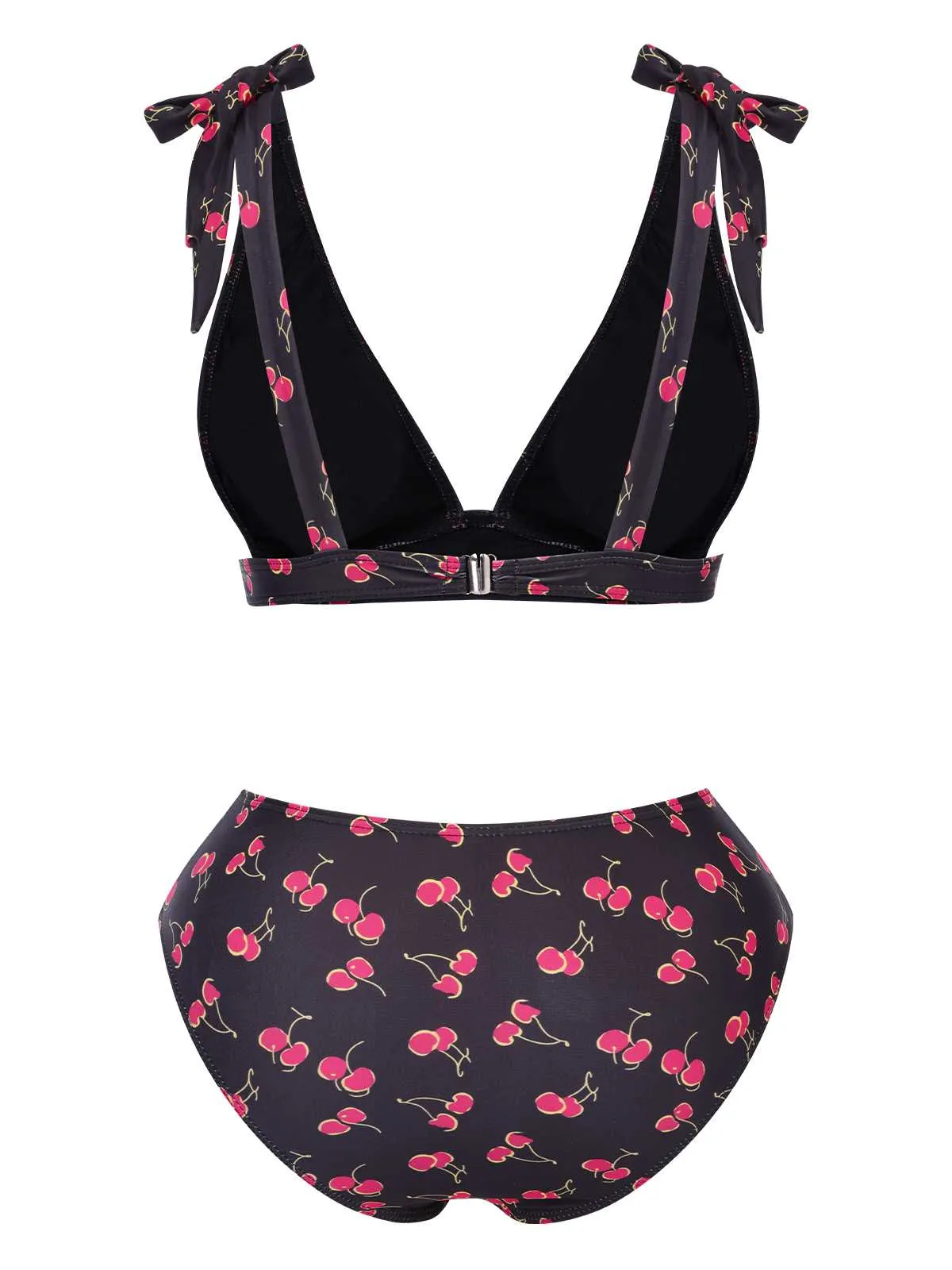 Black 1960s Tie Strap Cherry Swimsuit sold by Retro Stage product image thumbnail 3