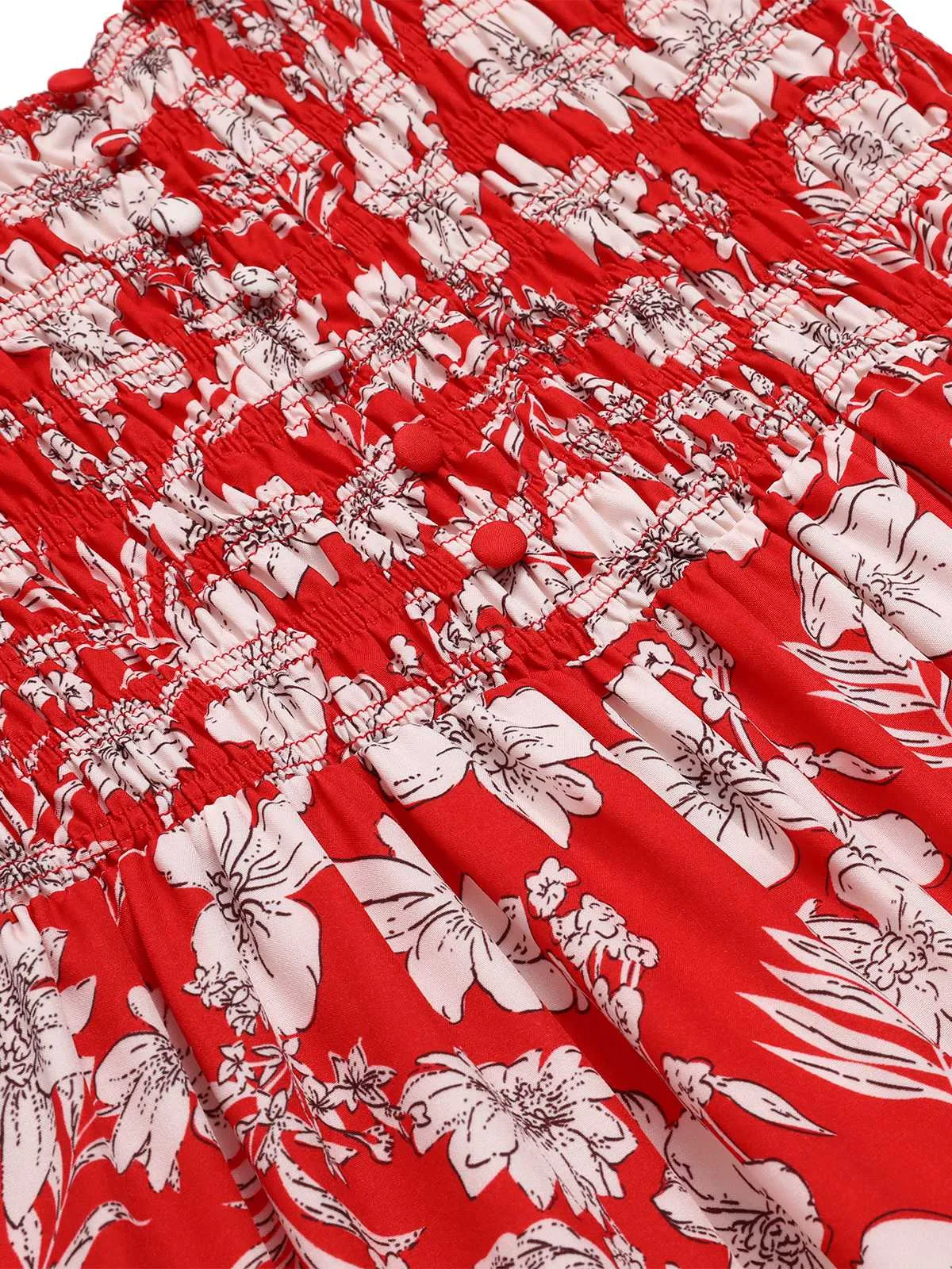 Red 1930s Spaghetti Strap Floral Wide-Leg Jumpsuit sold by Retro Stage product image thumbnail 3