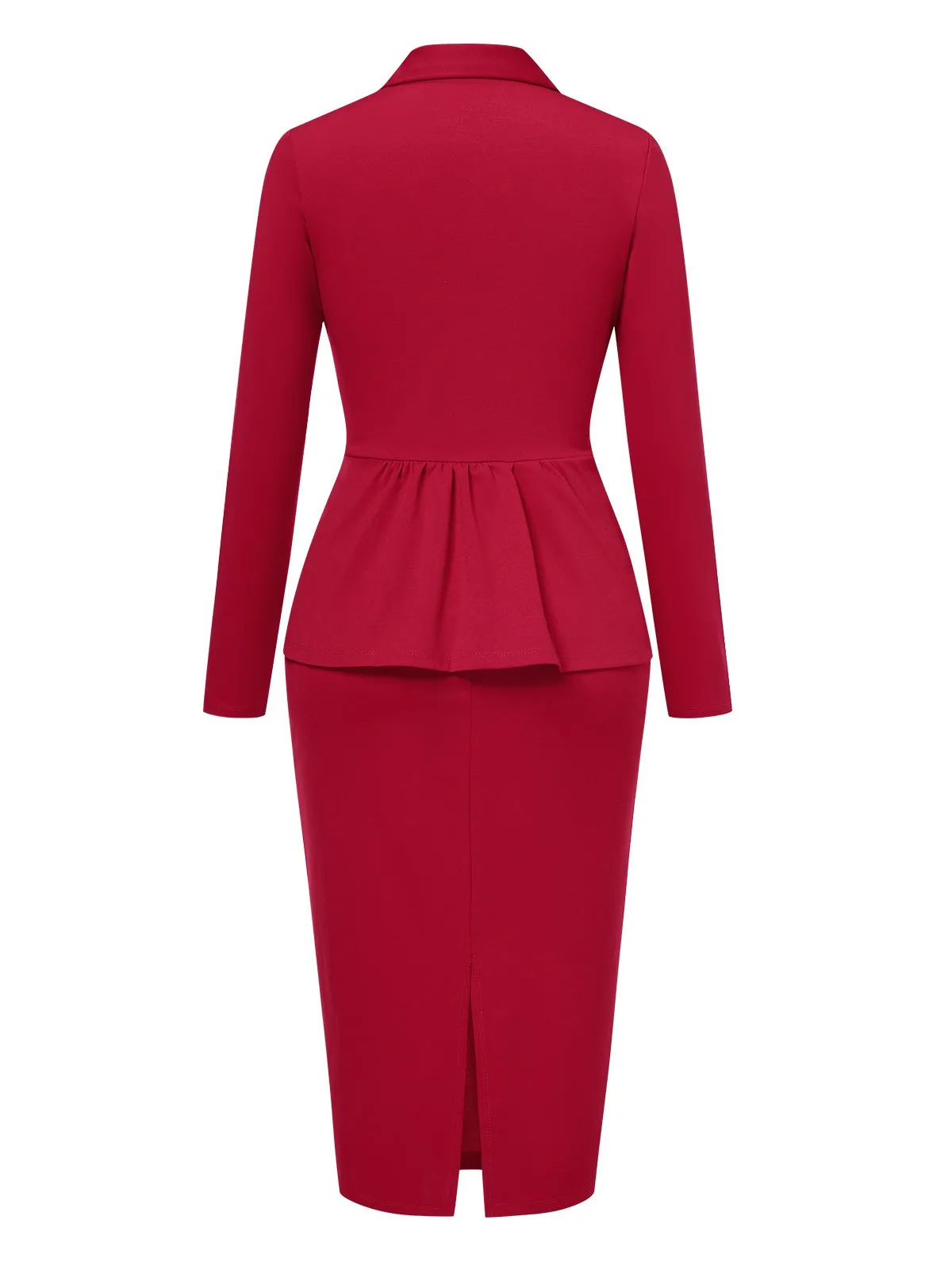 Red 1960s Solid Blazer Top & Pencil Skirt sold by Retro Stage product image thumbnail 3